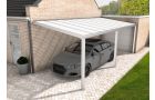 Aluminium aanbouwcarport Velvetline wit (RAL9010) - Polycarbonaat dak - 350x700 cm