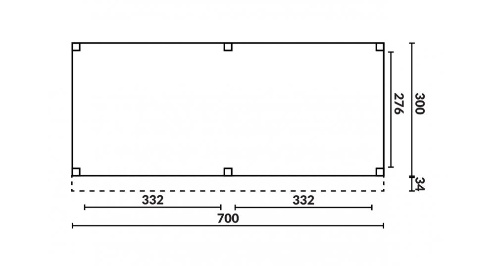 DHZ Buitenverblijf Easyline Platdak - 700 x 300 cm