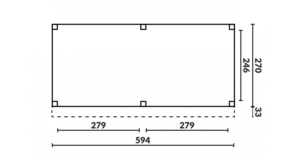 Buitenverblijf Grandiose Plat dak - 600 x 270 cm