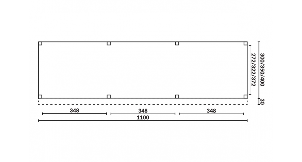 Buitenverblijf Sublime Plat dak - 1100 x 400 cm