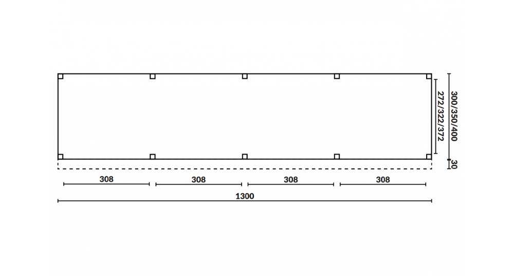 Buitenverblijf Sublime Plat dak - 1300 x 350 cm