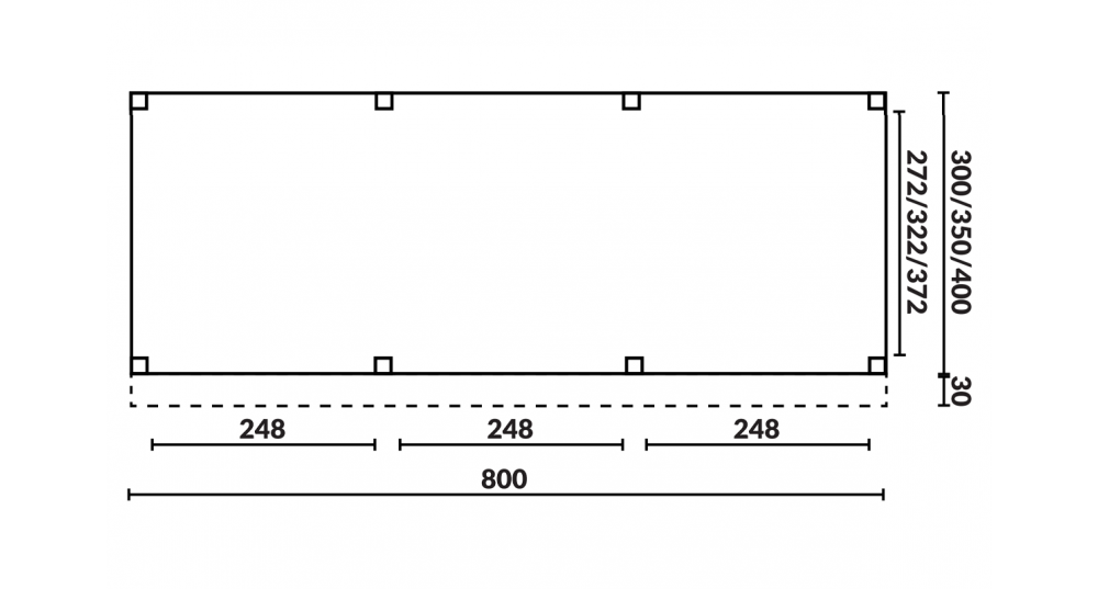 Buitenverblijf Sublime Plat dak - 800 x 300 cm